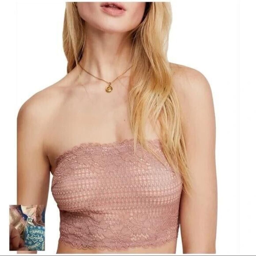 NWT Free People Intimately Camila Bandeau Bralette Vintage Rose Sz L